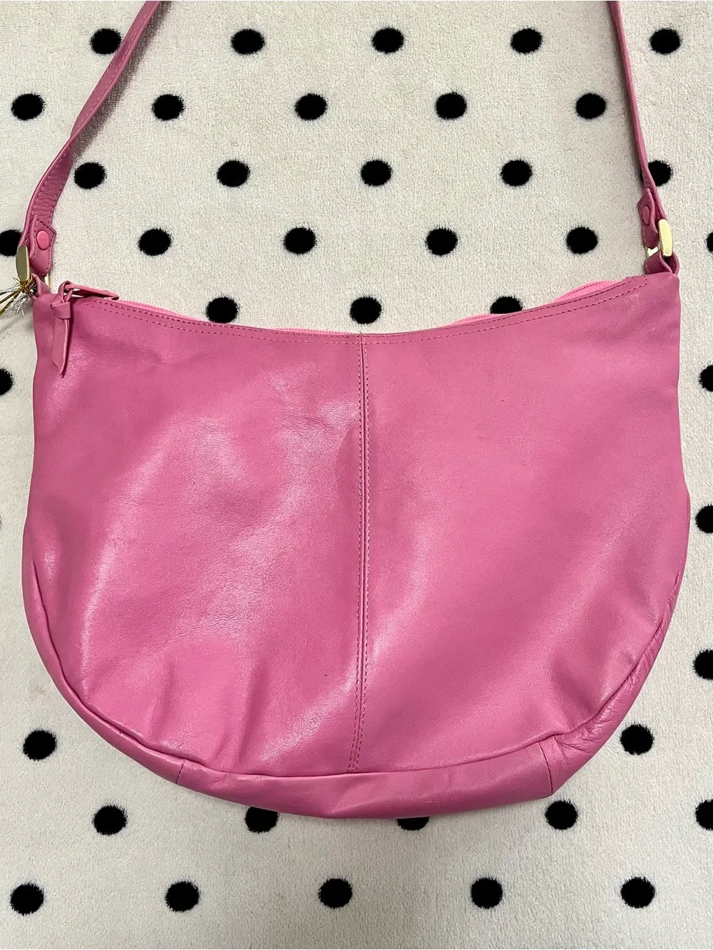 NWT Vintage Pioneer Handbags Pink Leather Crescent Hobo Shoulder Bag